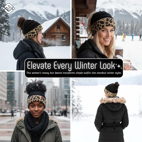 Miniatura 155 de Funky Junque - Gorro para mujer con ranura para cola de caballo
