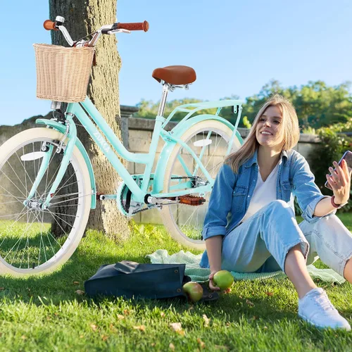 Miniatura 6 de ZUKKA Bicicleta para niños de 20/24 pulgadas con cesta de una sola velocidad, freno delantero en V y freno trasero para niños mayores de 7 años