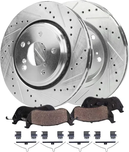 Miniatura 20 de Detroit Axle - Kit de freno delantero para Nissan Sentra 2020-2024 de 11.02 pulgadas, rotores de freno de disco perforados y ranurados, pastillas