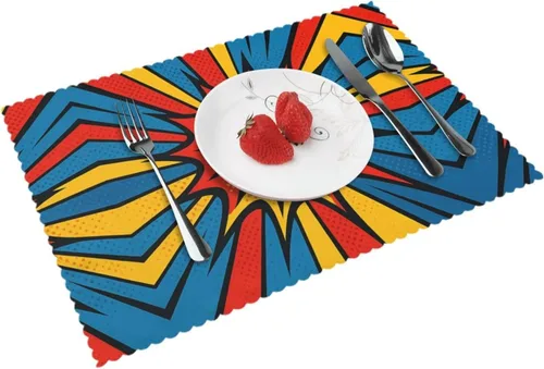 Miniatura 13 de Rectangular Placemats Set of 4, Heat Resistant Abstract Marbling Printed Kitchen Dining Table Mats