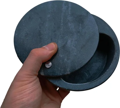 Miniatura 3 de Kerixi Bodega de sal de mármol y caja de almacenamiento con dos compartimentos, caja de sal con tapa giratoria para almacenar especias (negro)