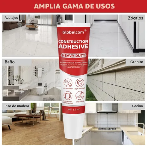 Miniatura 2 de Globalcom Adhesivo para construcción resistente, adhesivo para pisos de baldosas, piedra, mármol, granito y madera, para rellenar huecos e