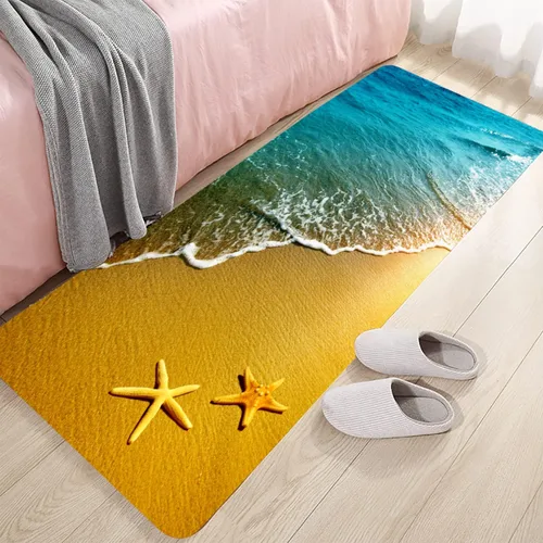 Miniatura 7 de LYFANS Alfombras de baño de espuma de esponja absorbente suave para baño y cocina (24 x 71 pulgadas), tapete de franela antideslizante brillante