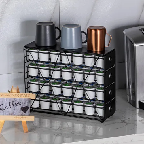Miniatura 6 de Cajón Organizador de Tazas K de FlagShip para Cápsulas de Café Keurig - Organizador de 4 Niveles para Mostrador (Capacidad para 56 Cápsulas)