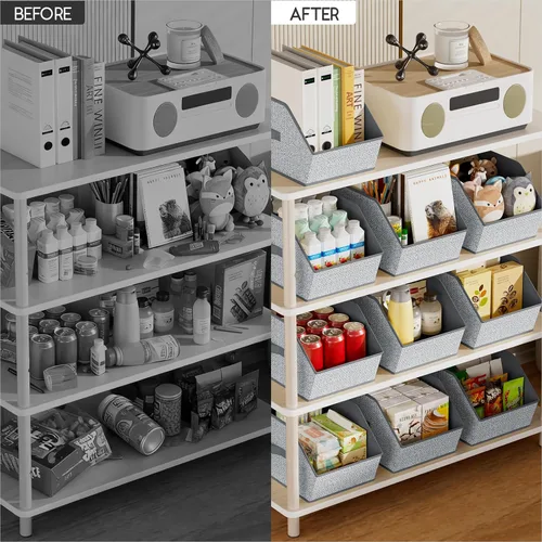Miniatura 7 de Homsorout Cubos grandes de almacenamiento para armario, con doble asa para ropa, toallas, juguetes, organizadores de estantes para dormitorio