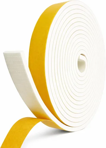Cinta de espuma para sellado de clima, tira de sello de puerta de 17 pies, material EVA, alta densidad de 1/4" de espesor, adhesivo sin residuos,