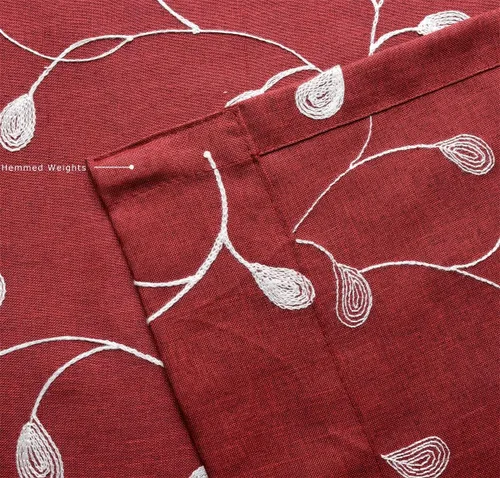 Miniatura 5 de MIUCO Cortinas semitraslúcidas bordadas florales de lino sintético con ojales para ventana, para dormitorio, 52 x 84 pulgadas, 2 paneles, borgoña