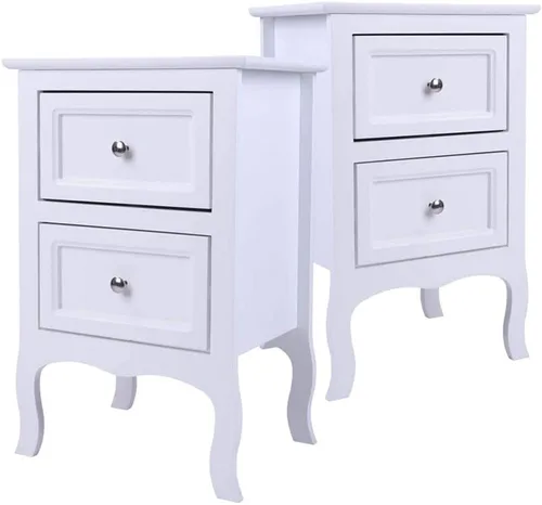 Miniatura 5 de Juego de 2 mesitas de noche negras para dormitorio, mesa auxiliar moderna con 2 cajones, mesita de noche moderna para dormitorio, sala de estar