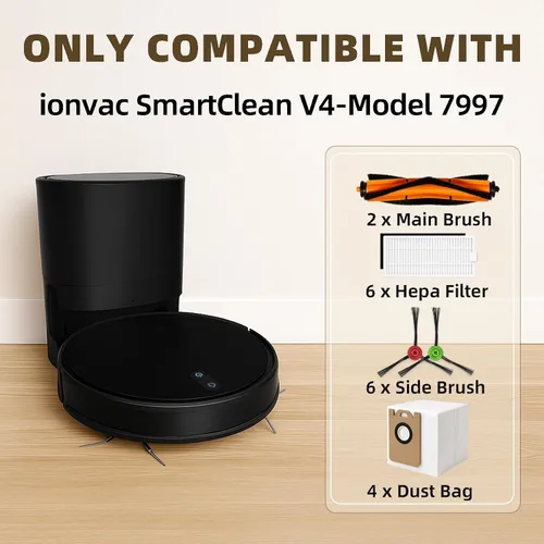 Miniatura 2 de SmartClean V4 7997 Accesorios para Ionvac SmartClean V4 Kit de piezas de repuesto para aspiradora robot de vaciado, 2 cepillos principales
