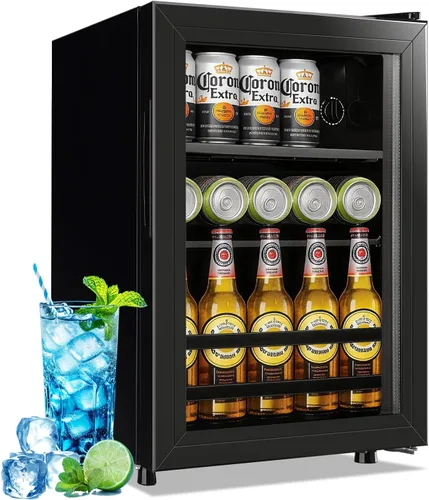 Refrigerador de bebidas de 1.3 pies cúbicos, mini refrigerador para refrescos, cerveza o latas, enfriador de bebidas personal, 7 modos, estantes