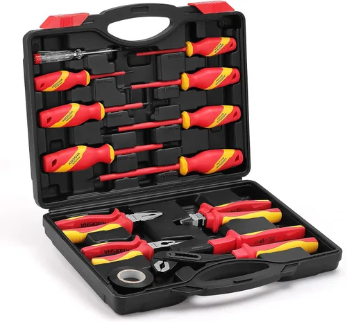KBOISHA Juego de destornillador y tenaza aislado, juego de destornillador para electricista aislado de 1000 V con punta magnética Phillips ranurada