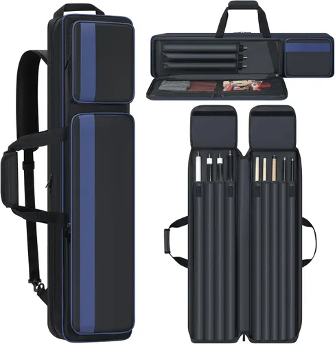 Miniatura 10 de Estuche para Taco de Billar 4x5, Funda de Transporte para Taco de Billar Suave Acolchada Bolsa para Palos de Billar con Múltiples Bolsillos para 4