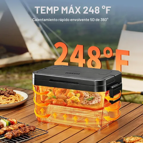 Miniatura 2 de Carsolt Lonchera eléctrica inalámbrica para adultos, lonchera térmica recargable de 1.2 L para hombres con control de aplicación, calentador