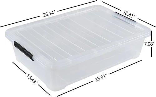 Miniatura 3 de Contenedores de almacenamiento de plástico transparente de 40 cuartos de galón, cajas de almacenamiento grandes de plástico con ruedas, 3 paquetes