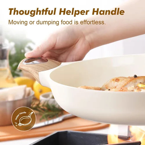 Miniatura 5 de Sartén de Cerámica Antiadherente de SENSARTE, Sartén de Saltear y Freír de 12.5 Pulgadas con Mango Ergonómico, Sartén Grande de Cocina de Chef