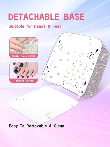 Miniatura 6 de Hongfa - Lámpara de uñas inalámbrica, secador de uñas LED UV recargable para esmalte de gel con pantalla LCD, sensor automático y 5 ajustes
