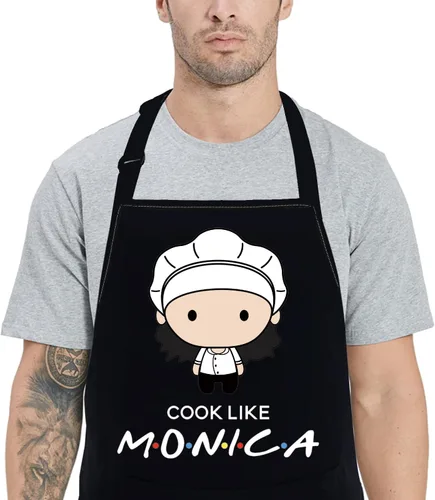 Miniatura 4 de POFULL Delantal inspirado en programas de televisión Cocine Like Monica Apron Friends Theme Gift