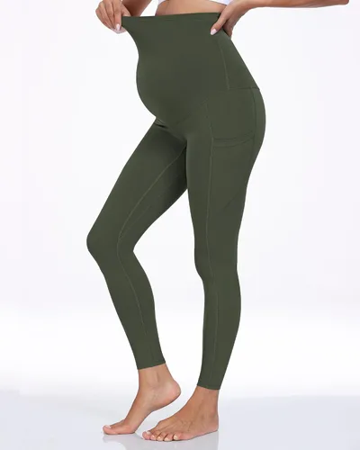 Miniatura 27 de WHOUARE Leggings de maternidad sobre el vientre con bolsillos para mujer, cintura alta, entrenamiento, pantalones de yoga