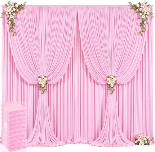 Miniatura 34 de 20 pies x 12 pies Cortinas de Telón de Fondo Azul Bebé Sin Arrugas para Bodas y Fiestas, Telón de Fondo de Tela Azul, Cortinas para Bodas