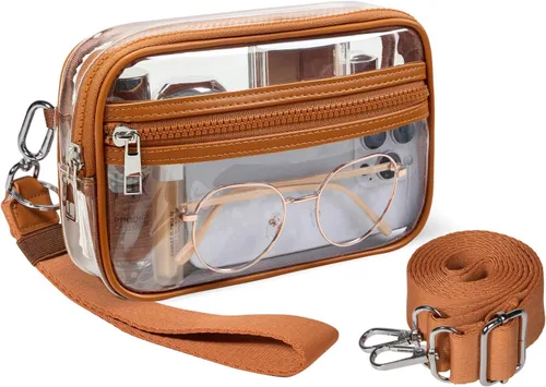 Miniatura 9 de Bolso cruzado transparente con correa de muñeca, aprobado para estadios, bolsa transparente para conciertos, eventos deportivos