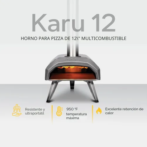 Miniatura 3 de Ooni Karu 12 - Horno de pizza al aire libre multi-combustible – Pizzas de 30 cm en 60 segundos - Horno de pizza portátil de leña y gas con piedra