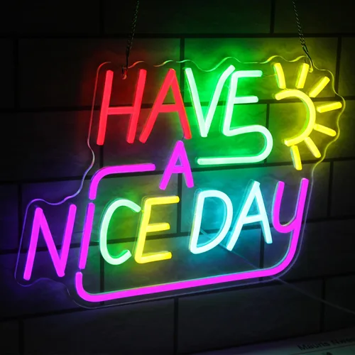 Miniatura 2 de Letrero de neón con texto en inglés "Have A Nice Day" para pared, letras coloridas de luz de neón, luces LED de neón, letreros regulables