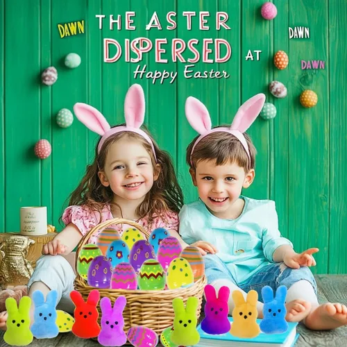 Miniatura 5 de 24 piezas de huevos de Pascua prellenados con conejito de peluche, juguetes de animales para decoración de llavero, juguete de peluche ideal