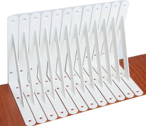 Miniatura 71 de Paquete de 16 soportes de estante resistentes negros de 20 pulgadas de largo x 12 pulgadas de alto con tornillos, soportes de estante de metal