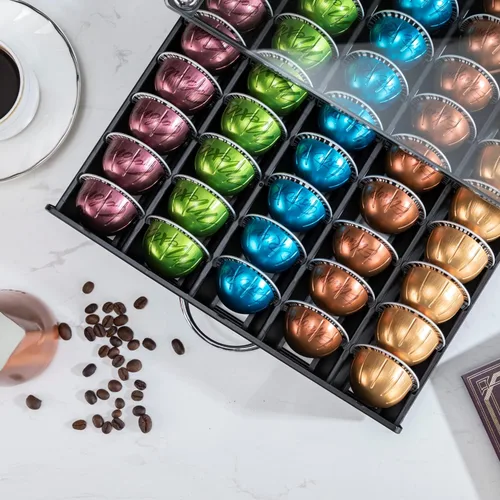 Miniatura 3 de Flagship Soporte para cápsulas Vertuo, organizador de cápsulas de café para almacenamiento de cápsulas Nespresso con tapa de vidrio