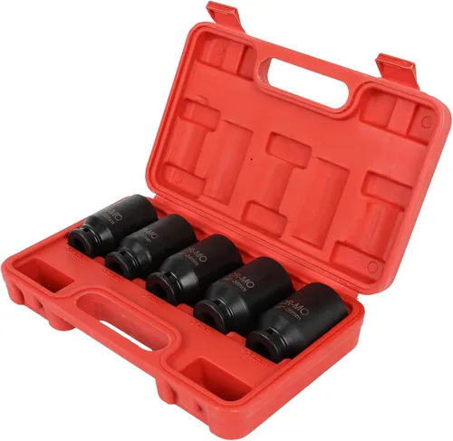 Miniatura 10 de Juego de dados de eje de impacto profundo de 1/2 pulgada de 1/2 pulgada, junta de husillo Cr-V, dados de tuerca de rueda de alto par para la mayoría