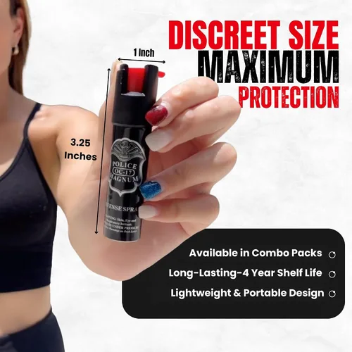 Miniatura 6 de POLICE MAGNUM Aerosol de pimienta para autodefensa - Equipo de seguridad para correr, trotar, caminar por la noche, fabricado en los Estados Unidos