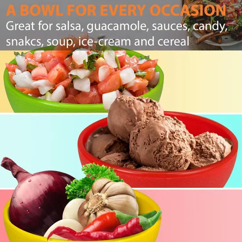 Miniatura 6 de Tazones de salsa – Paquete de 6 cuencos (multicolor), 13 onzas, tazón pequeño sin BPA, irrompible, molcajete mexicano, guacamole, plato para servir