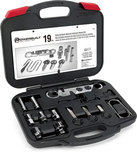 Miniatura 2 de Powerbuilt Juego de herramientas de extracción e instalación de radio y antena, llaves de extracción de sistema estéreo para automóvil, 19 piezas