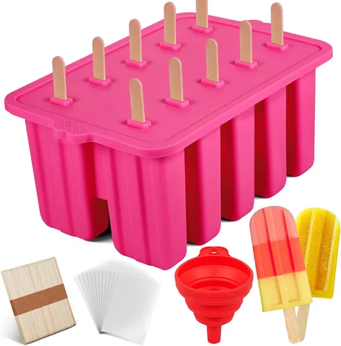 Moldes para paletas, 10 cavidades de moldes de paletas de silicona para niños, molde de paletas sin BPA, molde para hacer paletas de hielo, moldes