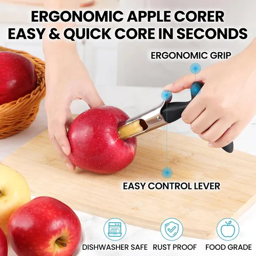 Miniatura 8 de SCHVUBENR Herramienta descorazonadora de manzana de alta calidad, fácil de usar y limpiar, removedor de núcleo de manzana resistente con erradura