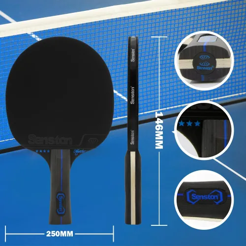 Miniatura 4 de Senston Paletas de ping pong, juego de 2 raquetas de tenis de mesa prémium con 3 pelotas de ping pong para jugar en interiores y exteriores Negro