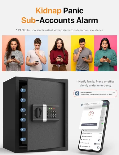 Miniatura 5 de FORFEND - Cajas Fuertes Inteligentes para el Hogar Desbloqueo/Alarma por App de Caja Fuerte WiFi Control por Voz, Alarma SOS de Secuestro
