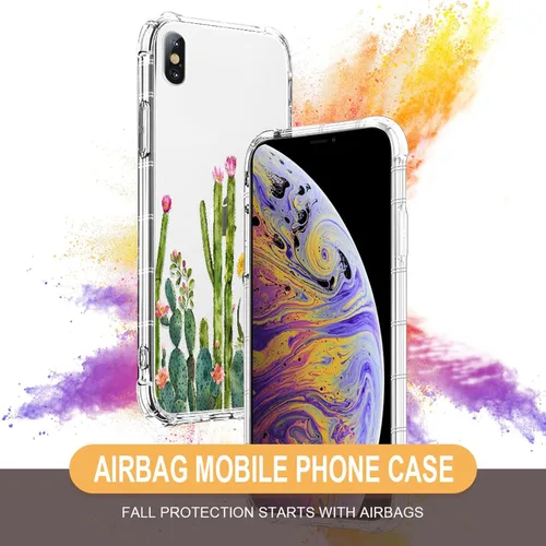 Miniatura 3 de Funda compatible con iPhone XR, TPU suave, transparente, a prueba de golpes, funda protectora transparente para iPhone XR, cactus