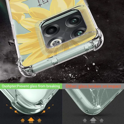 Miniatura 3 de Osophter Funda para OnePlus 10T – Transparente Niña Mujer Flor Floral con Protector de Pantalla con Esquinas Reforzadas TPU Flexible Funda