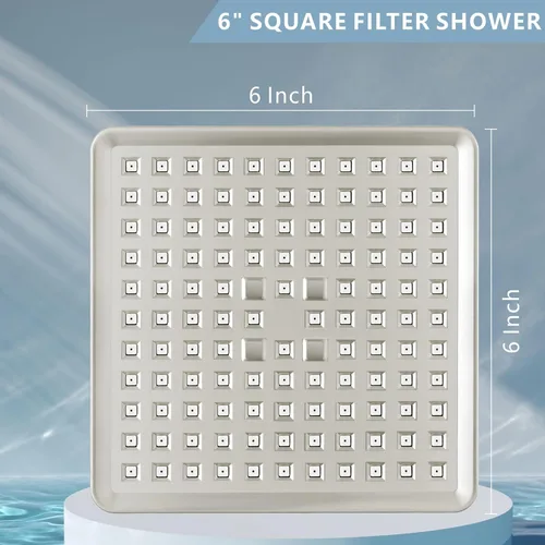 Miniatura 4 de Cabezal de ducha de lluvia de alta presión con filtro – Filtro cuadrado de 6 pulgadas para eliminar el cloro y sustancias nocivas, mejorar