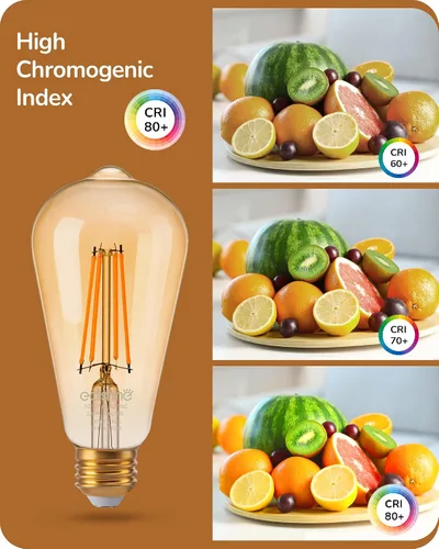 Miniatura 5 de EDISHINE Paquete de 6 Bombillas LED Edison Vintage 8W Equivalente a 60W, ST64 Bombillas LED Regulables, 700LM 2200K Luz Cálida Ámbar E26, Bombillas