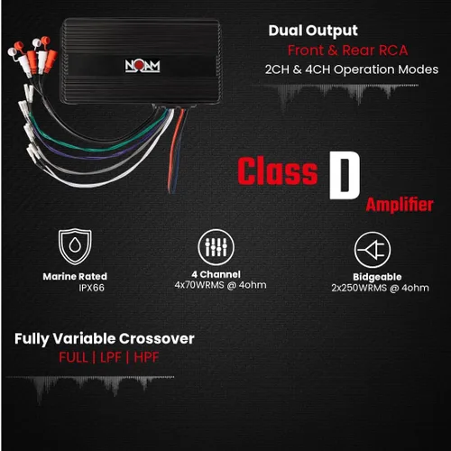 Miniatura 6 de NOAM NUTV5-S V.2 - Kit de sistema estéreo marino ATV/carrito de golf/UTV - con 2 altavoces de torre de luz LED impermeables, subwoofer, controlador