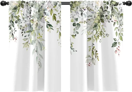 Miniatura 37 de Cortinas de cocina de estilo granja occidental con bolsillo para cortinero, pequeñas y cortas, estilo café rústico, cabaña, puerta de granero