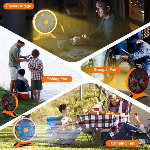 Miniatura 7 de Ventilador de campamento con batería de 45000 mAh con LED, aspas grandes de 12 pulgadas, ventilador portátil recargable de alta velocidad