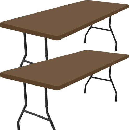 Miniatura 57 de Smiry - Mantel rectangular de vinilo con respaldo de franela elástica ajustada para mesas plegables de 2 pies, manteles impermeables y lavables
