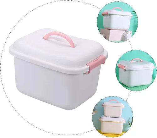 Miniatura 8 de Alipis Caja de plástico para medicina, gabinete de almacenamiento de medicamentos, caja de almacenamiento portátil, organizador de plástico