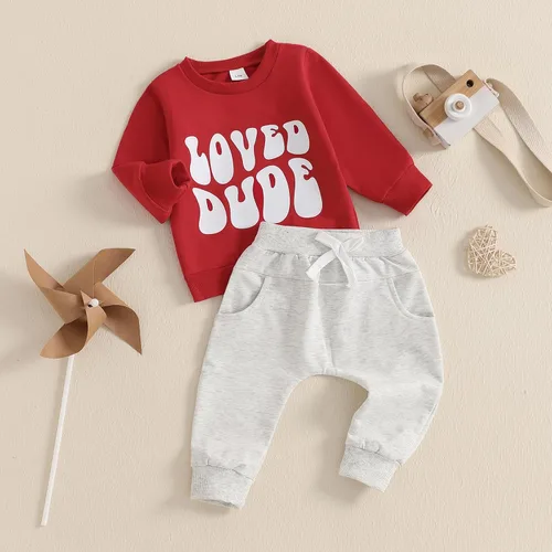 Miniatura 145 de BemeyourBBs Conjunto divertido de sudadera y pantalones de manga larga con letras divertidas para bebé niño y niño