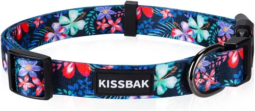 Collar para perros medianos, diseño especial femenino, lindo collar de perro para niña, suave, ajustable, elegante y floral para cachorros (M,
