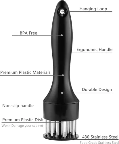 Miniatura 3 de OLULU - Ablandador de carne, aguja de acero inoxidable ultra afilada de 20 cuchillas para ablandar pollo, carne de res, filete, ternera y cerdo