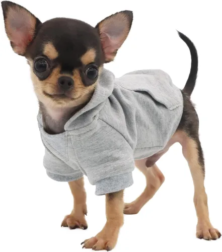 Miniatura 2 de LOPHIPETS Sudadera ligera de algodón para perros pequeños – Sudadera con capucha para chihuahuas, cachorros y razas juguetes - Gris/XS
